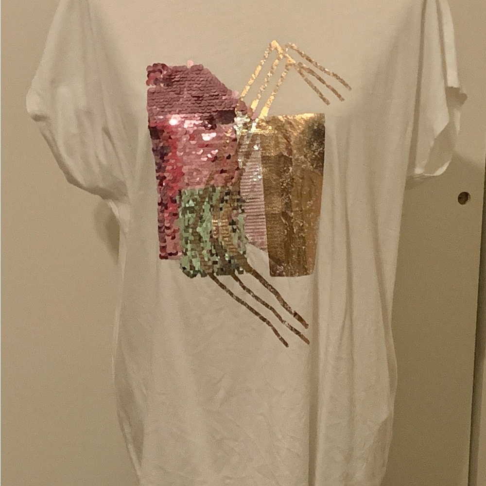 Esprit Funnel Neck Tshirt with Sequin Embellishment NWT